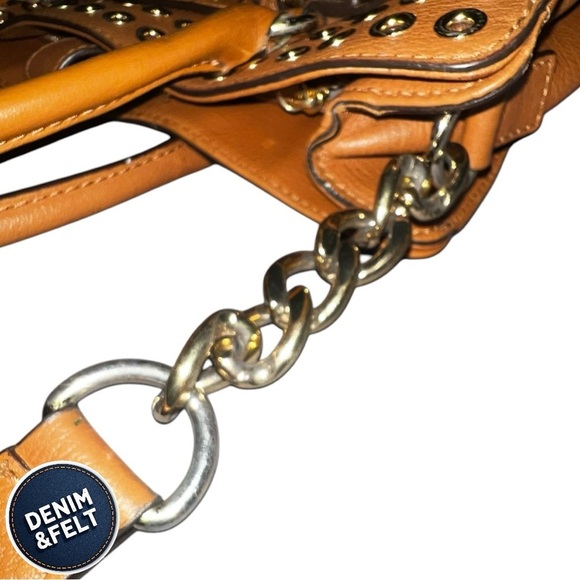 MICHAEL KORS HAMILTON GROMMET TAN/BROWN LEATHER SATCHEL SHOULDER HANDBAG | EUC🤎 - Picture 8 of 16